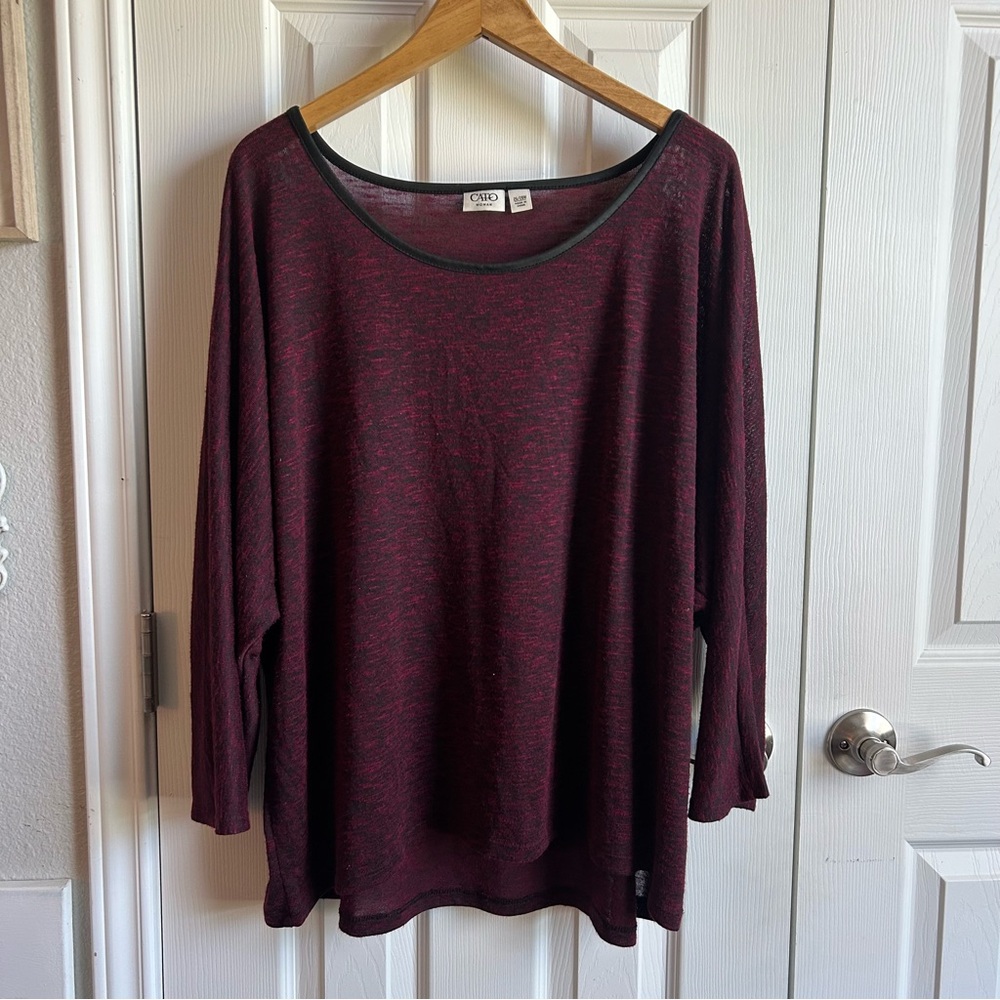 Cato red & black melange semi sheer layering blouse